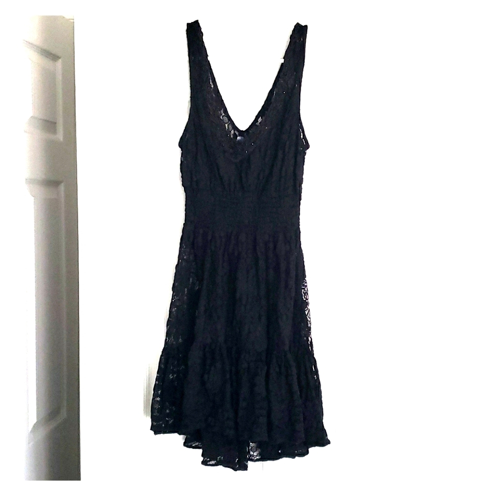 Free People Sexy Black Lace Short Dress